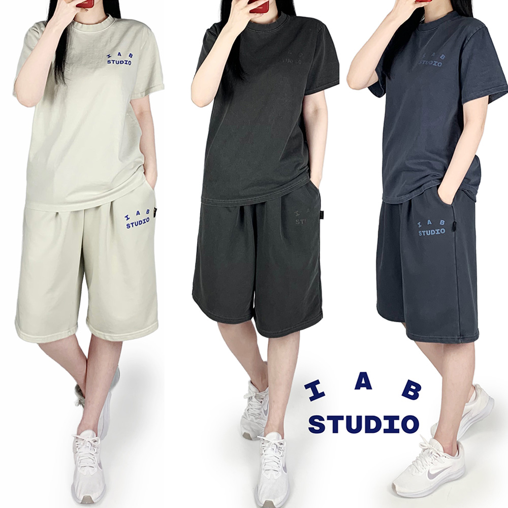 IS 피그먼트 반팔 반바지 세트 / 남여