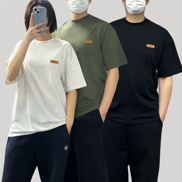 MB 가죽패치 매장판 라운드 반팔티